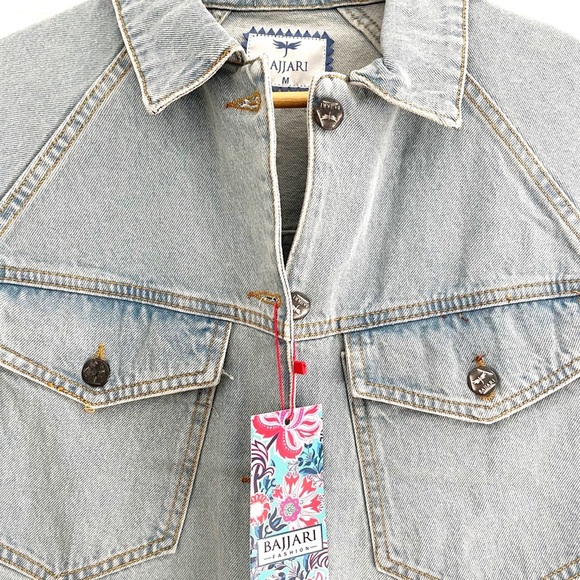 BAJJARI Fashion Denim Jacket for Women with Crystal Stones and Fur Design - Picture 4 of 4